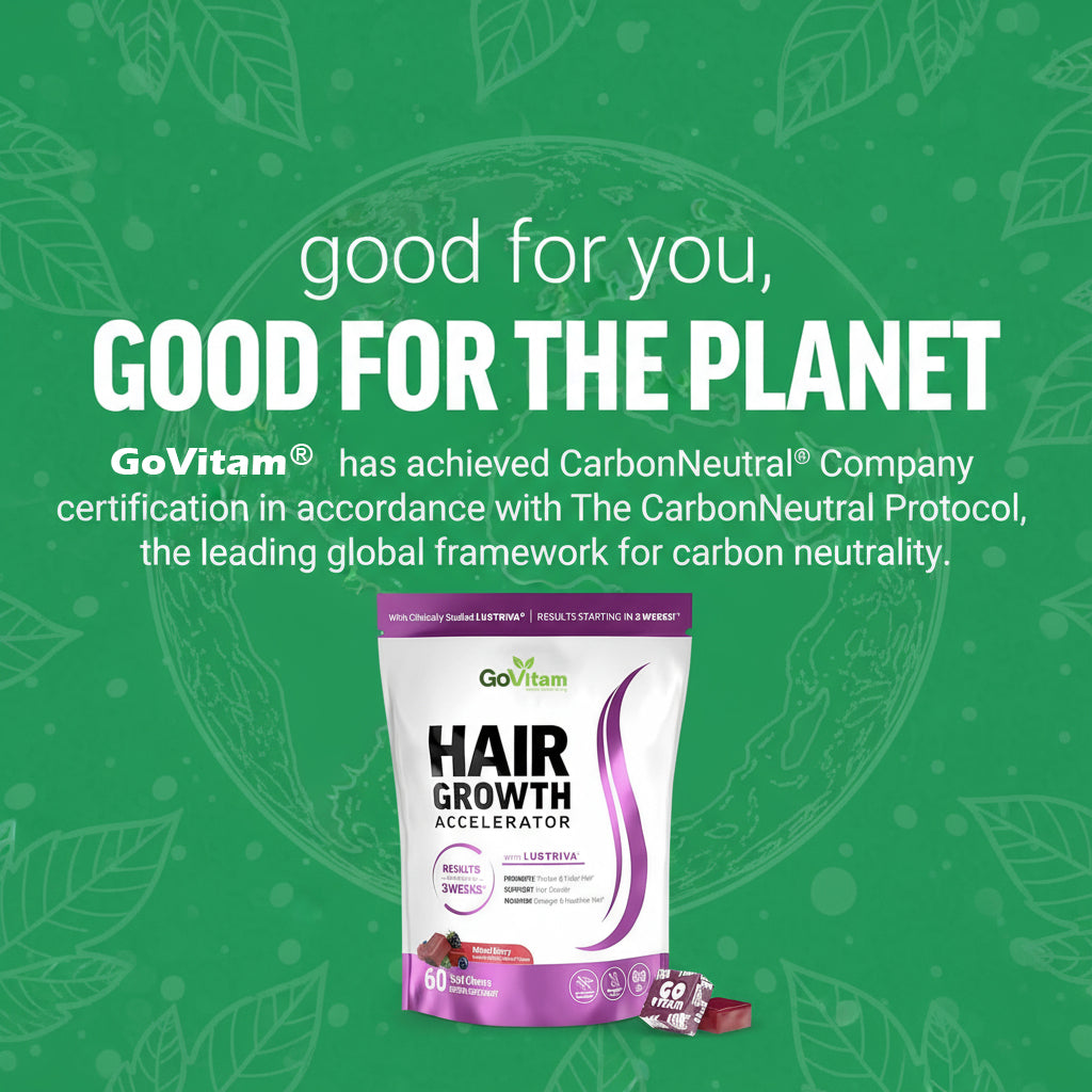 Hair Growth Accelerator Soft Chews, GoVitam® Hair Growth Vitamins for Women and Men with Clinically Studied Lustriva and Biotin, Promotes Thicker, Fuller, Stronger Hair, Mixed Berry, 60 Soft Chews