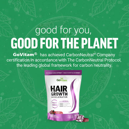 Hair Growth Accelerator Soft Chews, GoVitam® Hair Growth Vitamins for Women and Men with Clinically Studied Lustriva and Biotin, Promotes Thicker, Fuller, Stronger Hair, Mixed Berry, 60 Soft Chews