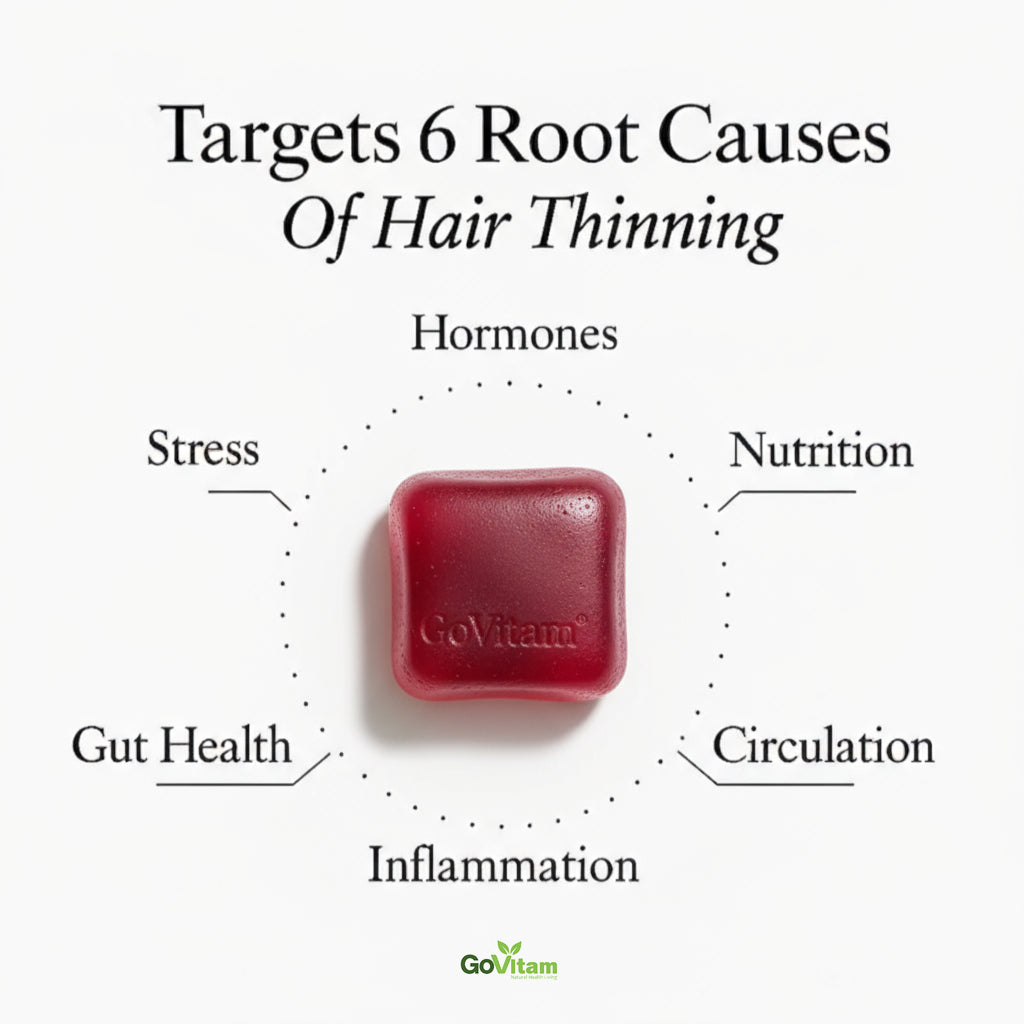 Hair Growth Accelerator Soft Chews, GoVitam® Hair Growth Vitamins for Women and Men with Clinically Studied Lustriva and Biotin, Promotes Thicker, Fuller, Stronger Hair, Mixed Berry, 60 Soft Chews